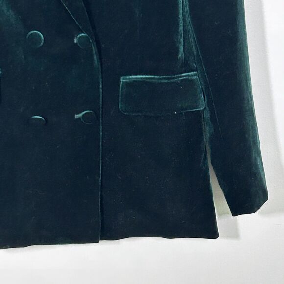 Blank Nyc Velvet Blazer Size XS Dark Green Jacket Double Breasted Pockets - Picture 3 of 6